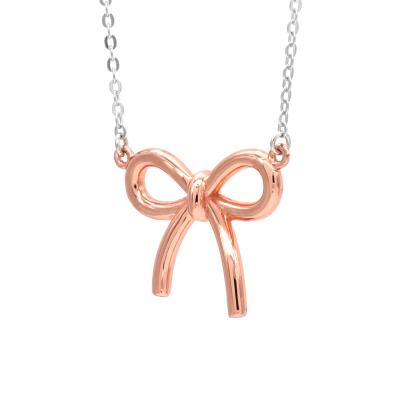 China 925 Sterling Silver Jewelery Rhodium Rose Gold Plated Sliver Simple Bow Necklace Casual Pendant Women Fashion Jewelry 925 Silver for sale