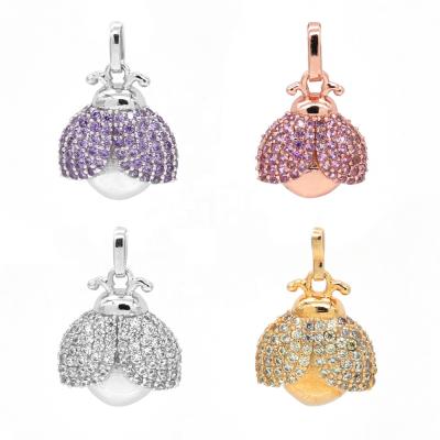 China Cute Beetle Crystal Cubic Zirconia Fashion Animal Pendant Jewelry 925 Sterling Silver Jewelry Gold Plated For Women Rhinestone for sale