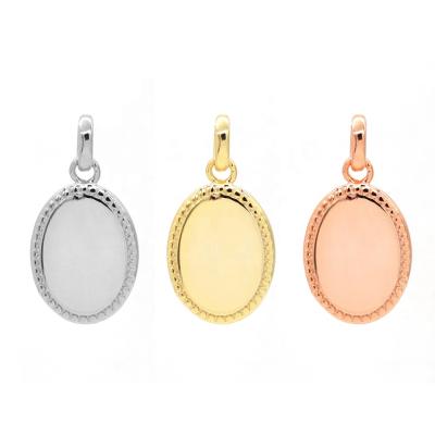 China CLASSIC 925 Sterling Silver Jewelry Gold Plated Jewelry Engraved Pendant Charms Plain Oval White Pendant Charm Jewelry Women for sale