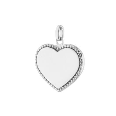 China CLASSIC 925 Sterling Silver Jewelry Gold Plating Plain Love Heart Charm Engravable Pendant Gold Plated Dangle Charms Women for sale