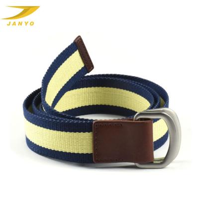 China Casual Top Quality Canvas Stripe Buckle Alloy Material Fashionable Men Belts for sale