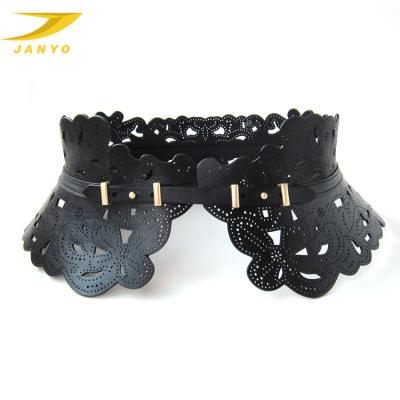 China Fashion customization women wide belt hollowed out fashion leather ladies belt for sale