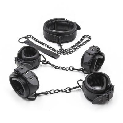 China Sexy Bondage Fun Customize Products SM Bondage Play Set Adult PU Belts Sexy Handcuffs for sale