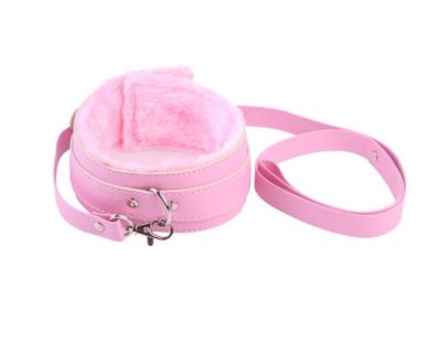 China Custom Sexy PU Bondage Plush Leather Handcuffs For Women for sale