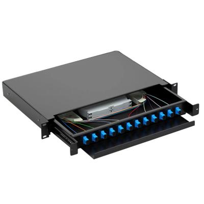 China High Quality Cold Sheet Sliding Type Fiber Optic Cable Rackmount 12 24 48 Types End SC LC Core Drawer Cabinet for sale