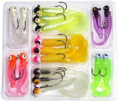 China Soft Bait Jig Heads Set 17pcs Plastic Worm Fishing Lures With Lead Head Jig Hooks Tube Jigs Fishing Tackle Tackle For Bass Trout 6cm for sale