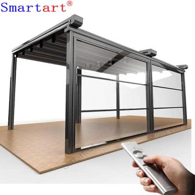 China Folding Screen Sash Remote Control Motorized Vertical Sliding Aluminum Window For Glass Balcony for sale