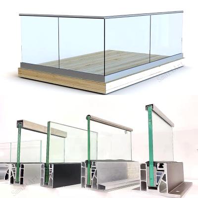 China Design and customize 2022 aluminum baseshoe glass balustrades to floor for decking for sale