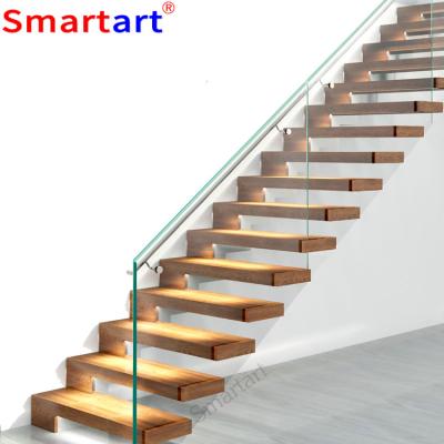 China Art Floating Staircase Hide Modern Smart Stair Stringer Floating Stairs Custom Upright Staircase for sale