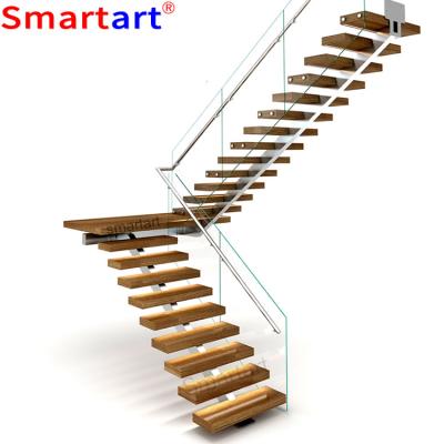 China Smartart 2022 New Design House Contemporary Used Steel Structure Wood Staircase YG9001-19 for sale