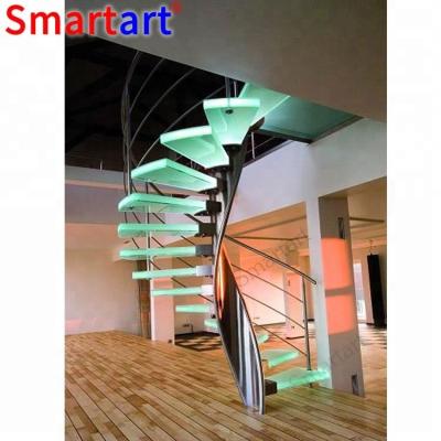 China 2022 Modern Smartart China Gold Glass Stainless Steel Manufacturer Spiral Stairs for sale