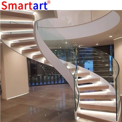 China Modern Round Staircase Case / Railings Solid Wood Round Staircase for sale