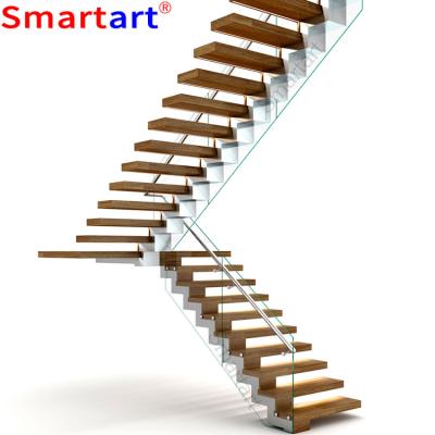 China 2022 Modern Smartart U-shape staircase with wood steps/newell staircase/steel wood staircase for sale