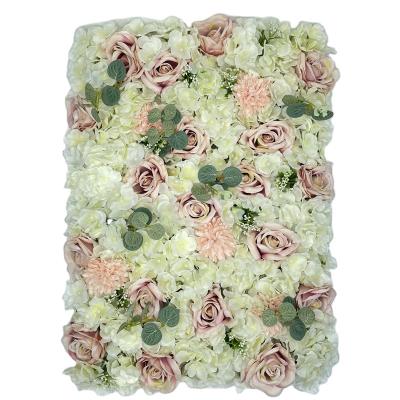 China DFK0020 Eco-Friendly Customized Wedding Decor Artificial Silk Hydrangea Rose Panel Backdrop Flower Wall for sale