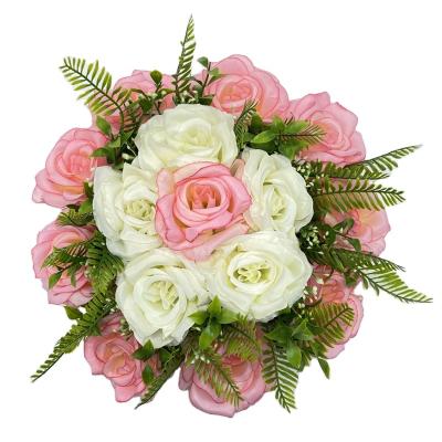 China Fashion Eco-friendly Romantic Rose YP0016 Rose Small Disc Wedding Decoration White Around Rose Flower Wreath for sale