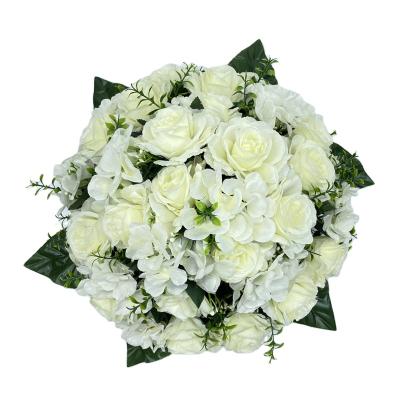 China PH-010 Hot Selling Eco-friendly High Quality White Roses Table Flower Flower Ball for Event and Wedding Table Layout for sale