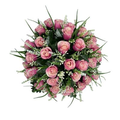 China PH0028 Balcony Corridor Eco-friendly Wedding Decorate Passionate Romantic Pink Rose Flower Ball Artificial Flower Table for sale