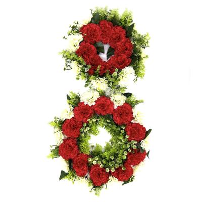 China HH00005 eco-friendly wholesale delicate appearance 16 or 20 red and white artificial carnation flower garland for sale