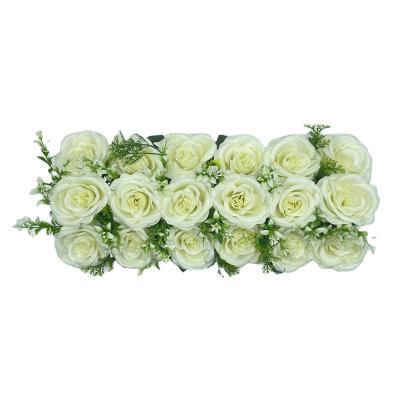 China Eco-friendly multifunctional outdoor decoration XP0008 Rose Wedding Panel Backdrop White artificial silk flower wall for sale