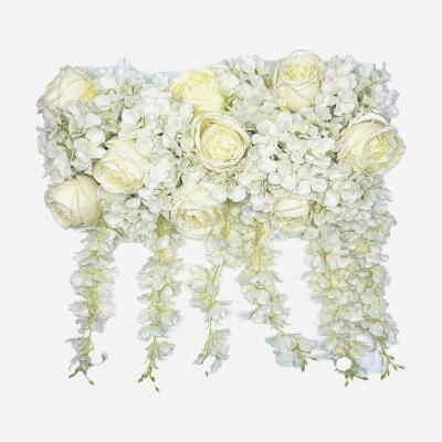 China Eco-friendly Personality Eco-friendly White Fashionable Tassels Roses Hydrangea XP0007 Wedding Flower Arch Flower Wall Panel Backdrop for sale