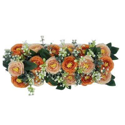 China Warm and elegant peony XP0006 orange pink eco-friendly wall flower fabric 3d arch decoration backdrops for wedding for sale