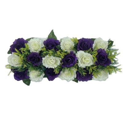 China XP0004-2 Eco-friendly Exported Party Holiday Party Holiday Silk White Purple Rose Wedding Decor Arch Flower Wall Backdrop for sale