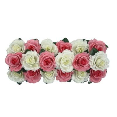 China XP0004-1 High Quality Eco-friendly Pink And White Rose Wall Stitching Combination Roll Backdrop Artificial Silk Flower For Arch for sale