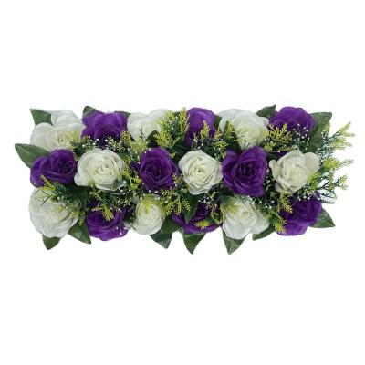 China XP0001-3 Wholesale Market Eco-Friendly Personality White Purple Rose Wedding Decor Artificial Flowers Wall For Arch for sale