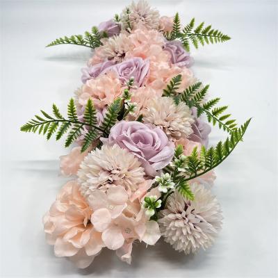 China good quality eco-friendly exported 3d arch flower wall rose and purple artificial flower wall with leaves for sale