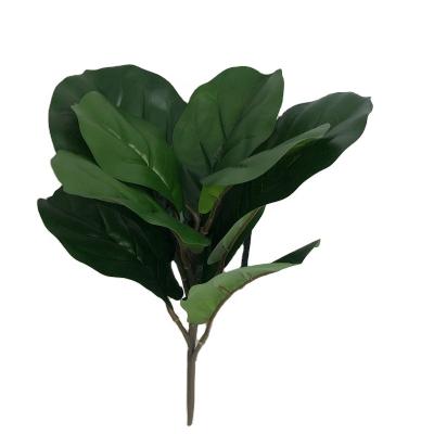 China NWYZ-18-2 Eco-friendly Wholesale Single Small Lute 9 Branch Leaf Series Pe Geen Ficus Lyrata Gold Vein Leaves Artificial Plants Decoration for sale