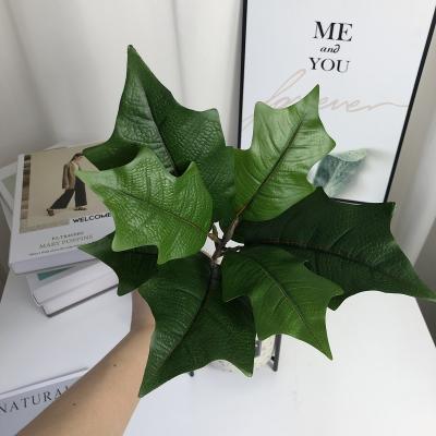 China Geen NWYZ-18-1 Small Branch 9 Single Leaf Cheap Eco-friendly Series PE Rubber Leaf Poinsettia Magnolia Leaves Artificial Plants Decoration for sale