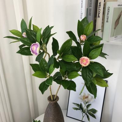 China NWYZ-15 Cheap Eco-friendly Wholesale 72cm 5 Heads Camellia Artificial Plants And Flowers Decoration for sale