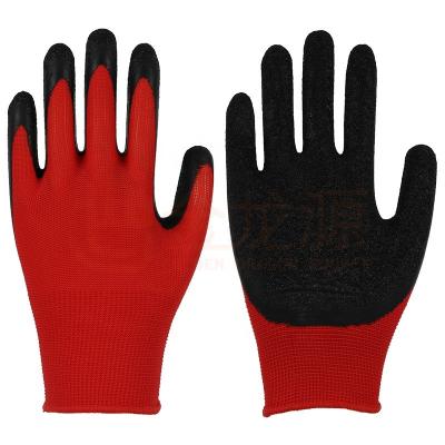 China Wholesale two color comfortable /durable /flexible glovesed anti-wrinkle gloves nylon industrial natural latex coated safety for sale