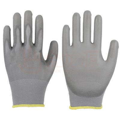 China CE Certificate Safety Hand Gloves Comfortable And Flexible PU Coated Gray Nylon Work Gloves Touch Screen Gloves for sale