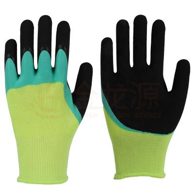 China Comfortable And Flexible Custom Safety Non Slip Liner Ply Nylon Latex Protection Coated Work Gloves for sale