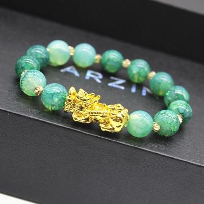 China Hot Selling Jewelry Anti-allergic Feng Shui Bracelets Lucky Charm Buying Bracelet Jade Wealth Beads Gold Pixiu Glass For Women Men for sale