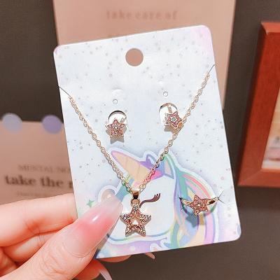 China 2022 New Fashion Allergy Free Animal Jewelry Set Cute Rainbow Star Butterfly Stainless Steel Jewelry Sets For Kids Girls Free Shipping for sale