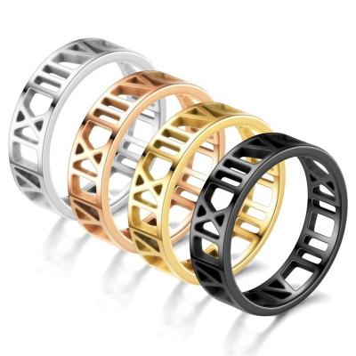 China TRENDY Couples Ring Stainless Steel Jewelry Men Women Roman Number Fidget Ring For Set Free Shipping Cheap Wholesale for sale