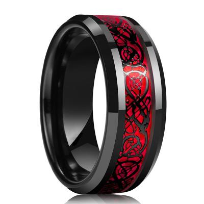 China Not Fade 7 Colors Stainless Steel Dragon Ring For Men Inlay Red Green Black Punk Jewelry Wholesale for sale