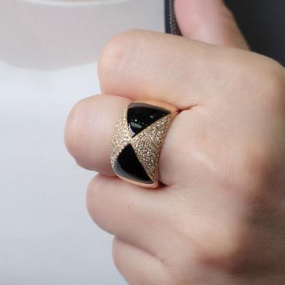 China FASHIONABLE High Quality Fine Jewelry Customized 18K Gold Onyx Diamond Ring Jewelery Wholesale Price OEM ODM for sale