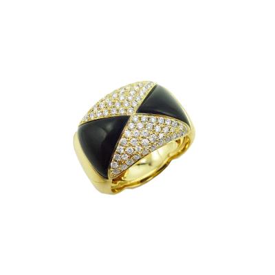 China RTS TRENDY High Quality Fine Jewelry Customized 18K Gold Onyx Diamond Ring Jewelery Wholesale Price OEM ODM for sale