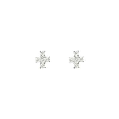 China Wholesale fashion 18K white gold diamond trendy earrings RTS design jewelry earrings colorstones gemstones for sale