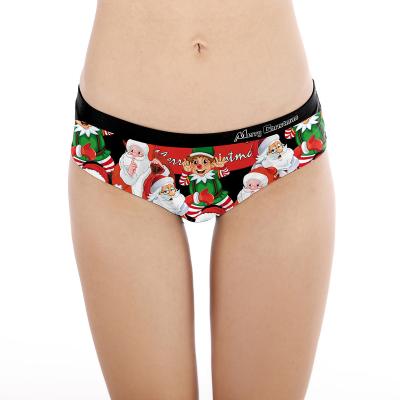 China XuanLing Santa Digital Print Panties Women's Breathable Sexy Soft Underwear Waist Seamless Bikini Bottoms for sale