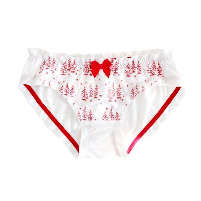 China XuanLing XuanLing Christmas Tree Cotton Underwear Breathable Cute Bow Mid Waist Bikini Panties For Christmas for sale