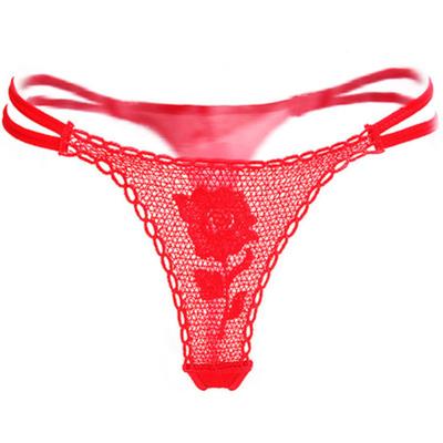 China XuanLing Rose Thong Lace Romantic Transparent T Pants Breathable Hot Sexy Red Valentine's Day Gift For Women for sale