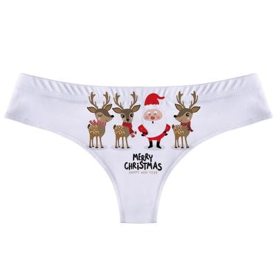 China XuanLing High Quality Snowman Santa Cartoon Printed Underwear Thong Breathable Sexy Women Panties Gently Briefs Lingerie for sale