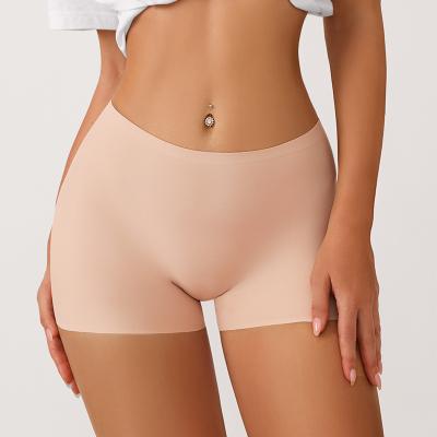 China XuanLing Solid Color Ice Silk Breathable Panties Women Underwear Mid Waist Yoga Fitness Safety Pants Body Shaper Shorts for sale