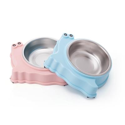 China Wholesale Snail Stocked Form Dish-Double Use Stainless Steel Food and Water Dog Cat Bowl Stand Feeding Bowl Raised Pet Bowl for sale