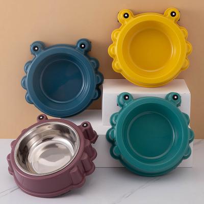 China Stocked Hote Sale Wholesales Dog Wheels Design Stainless Steel Pet Feeder Dog Cat Water Food Eeeder Dispenser Anti-Slip Bowl for sale