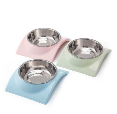 China Wholesales Stocked Dog Rolls Elevated Stainless Steel Pet Bowls Cat Raised Rack Pet Food Feeder Dog Bowl Neat for sale